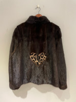 Mahogany mink jacket with sheared mink heart
