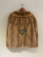 Caramel mink jacket with heart inset