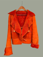 Pre-loved tangerine sheepskin jacket