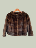 Dark brown cropped mink jacket