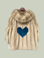 Azurine Mink jacket with teal heart 